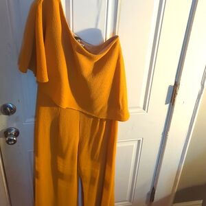 Beautiful Golden Yellow One shoulder Jumpsuit